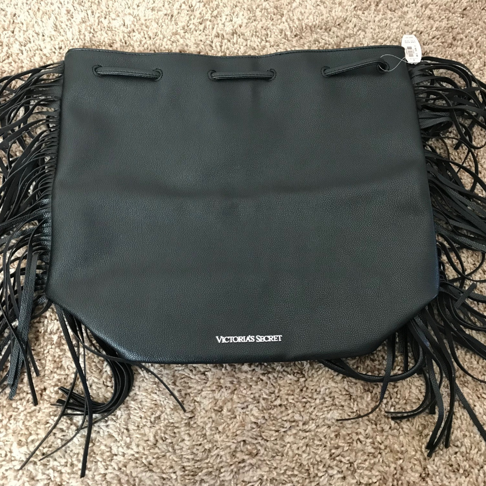 NWT Victoria's Secret Fringe Black Bag Backpack